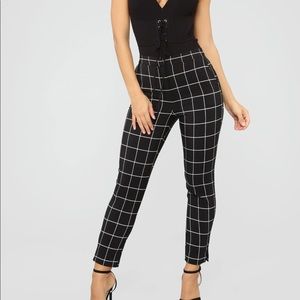 Black and white square lined pants fashion nova